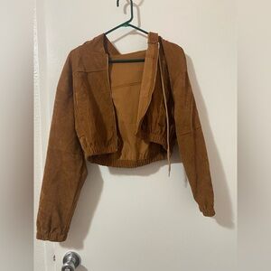 brown cropped corduroy jacket